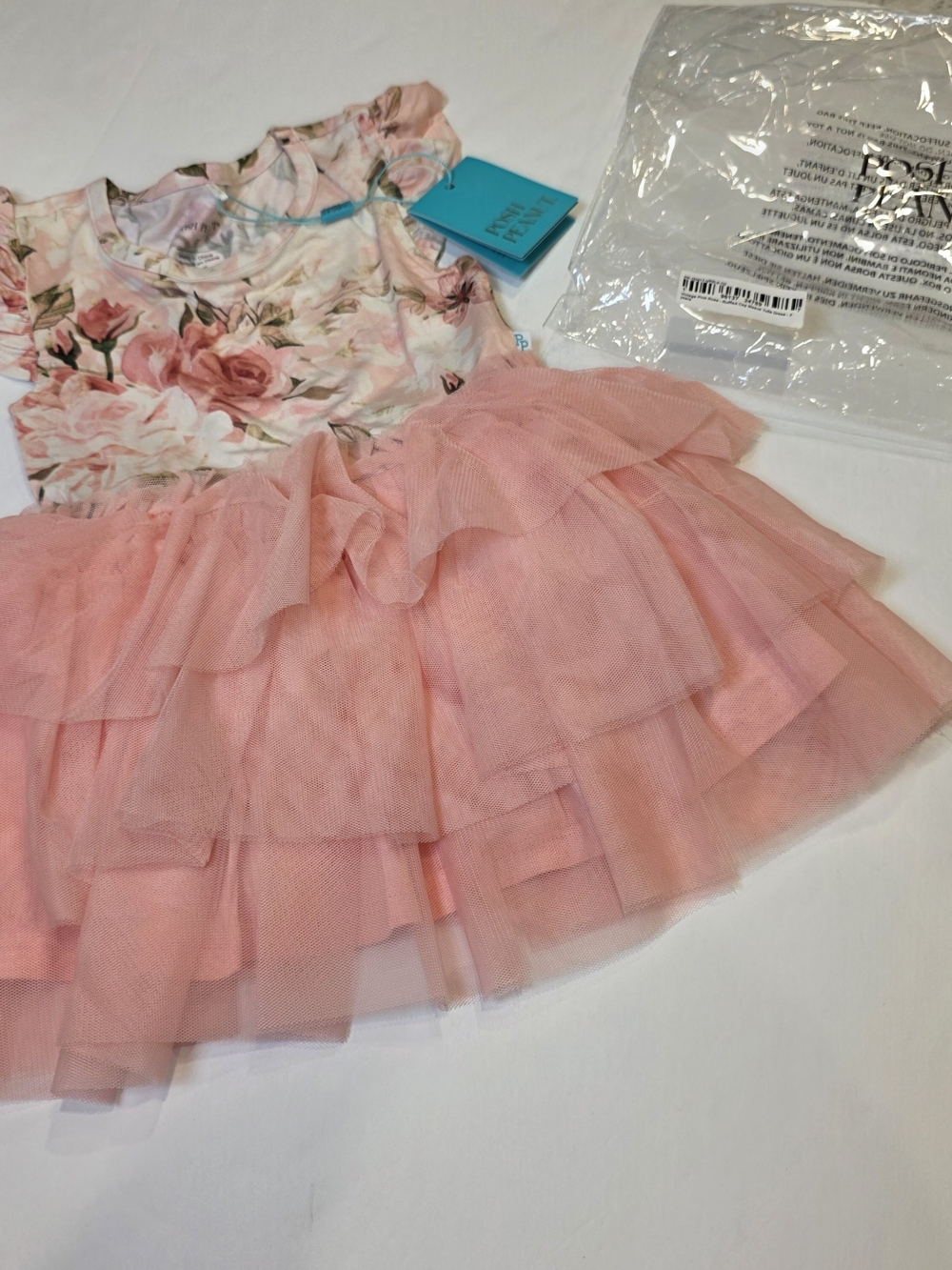 Posh Peanut Vintage Pink Rose Cap Sleeve  Floral Tulle Dress Size 2T NWT!